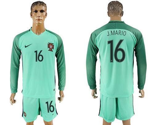 Portugal #16 J.Mario Away Long Sleeves Soccer Country Jersey